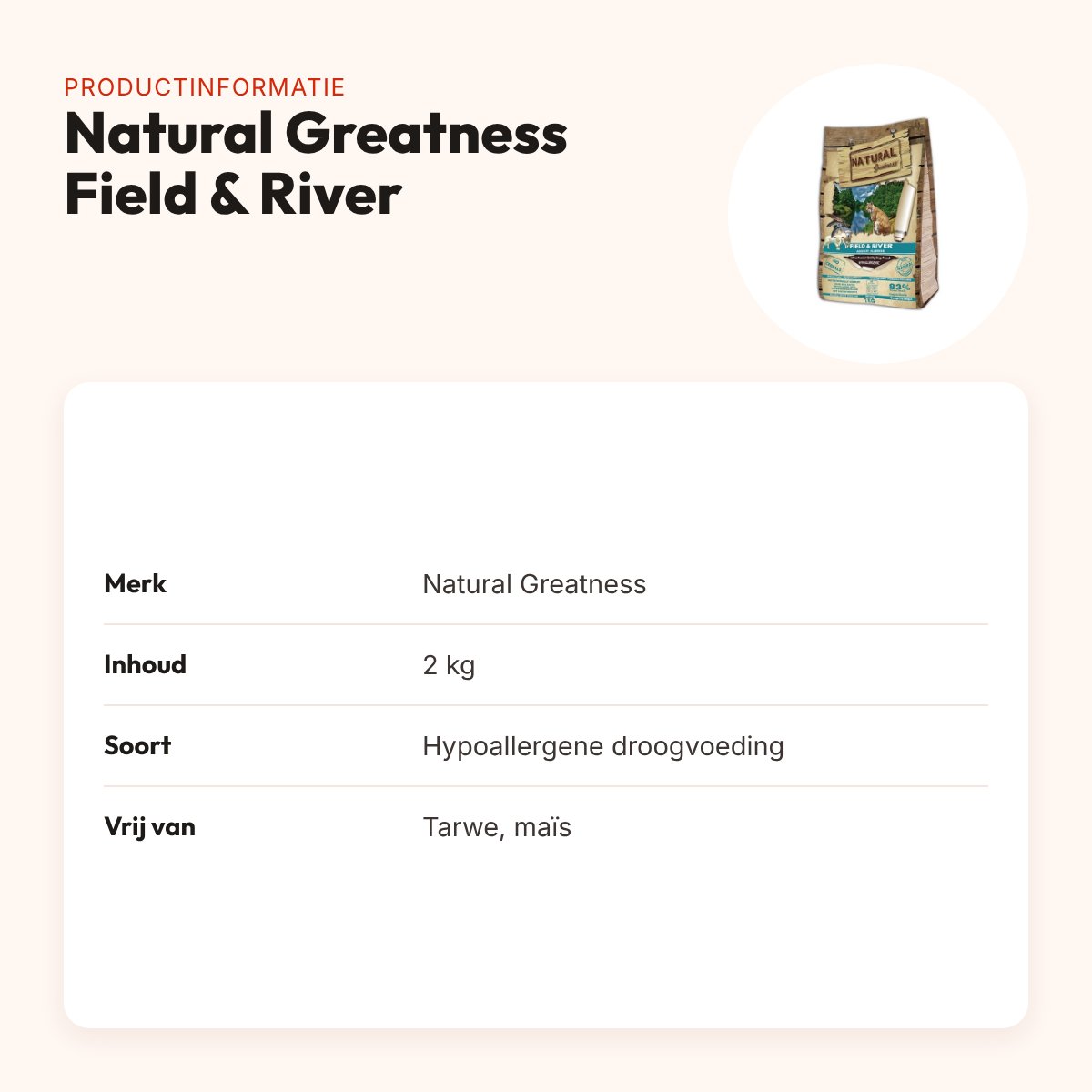 Natural Greatness kattenvoer Field & River 2 kg – hypoallergeen – productinformatie