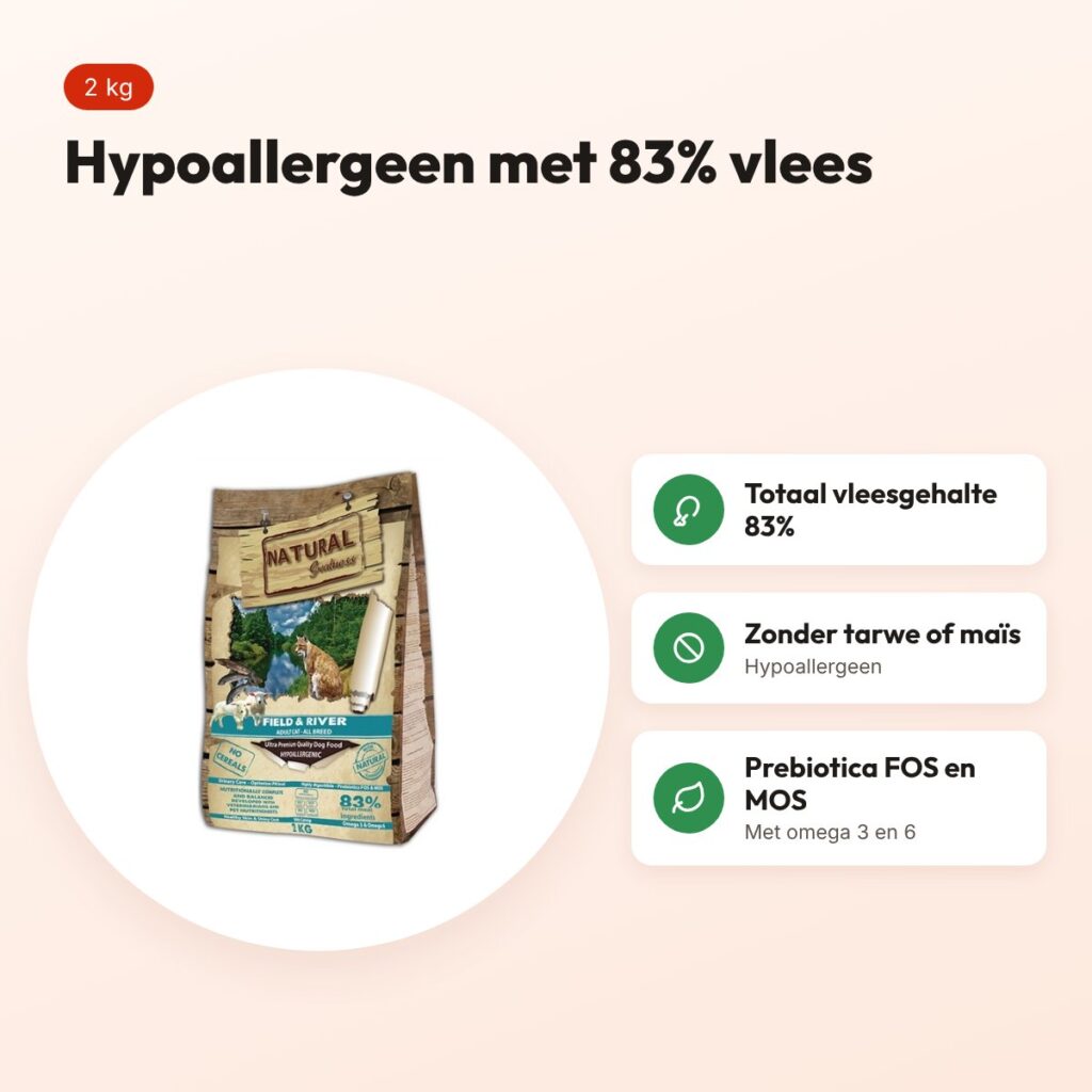Natural Greatness kattenvoer Field & River 2 kg – hypoallergeen – voordelen