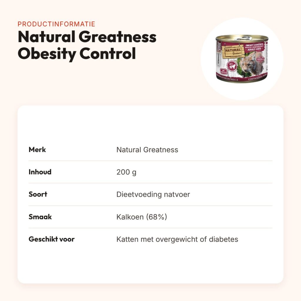 Natural Greatness kattenvoer Obesity Control Dietetic 200 g – kalkoen – productinformatie