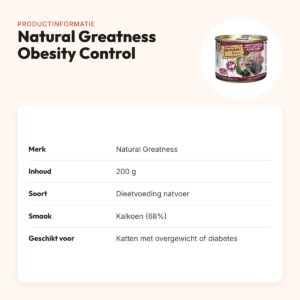 Natural Greatness kattenvoer Obesity Control Dietetic 200 g – kalkoen – productinformatie