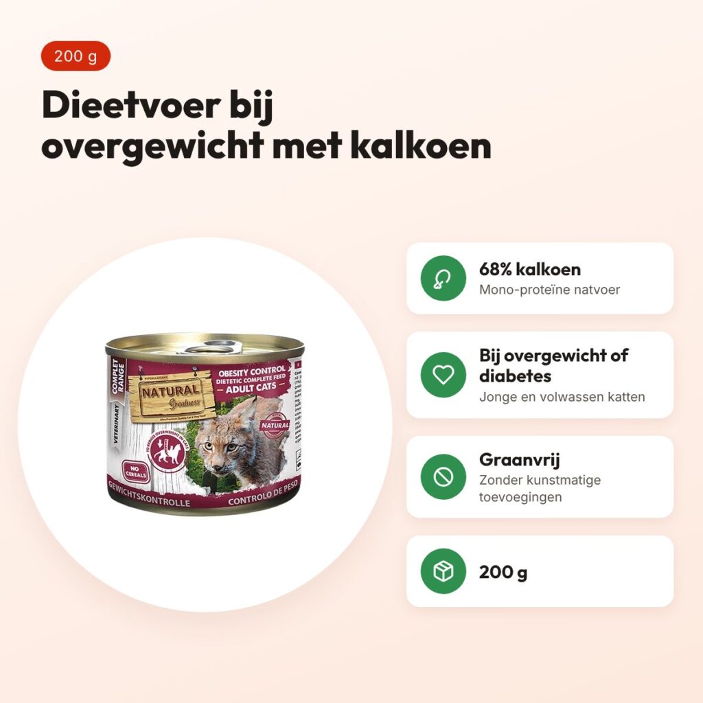 Natural Greatness kattenvoer Obesity Control Dietetic 200 g – kalkoen – voordelen