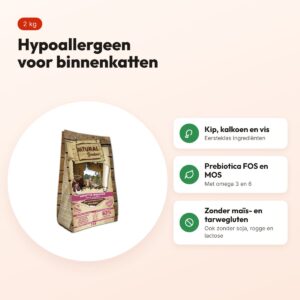 Natural Greatness kattenvoer Sensitive Indoor 2 kg – hypoallergeen – voordelen