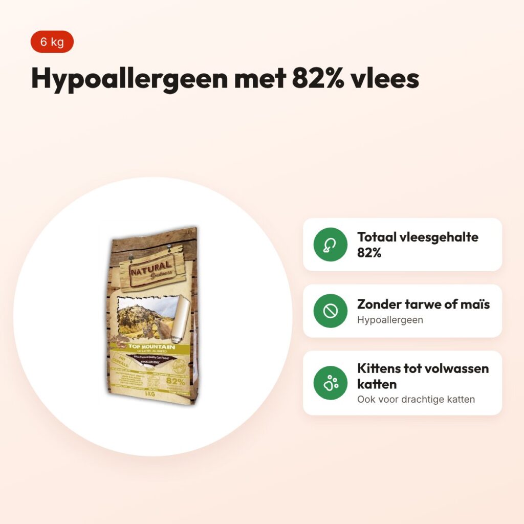 Natural Greatness kattenvoer Top Mountain 6 kg – hypoallergeen – voordelen