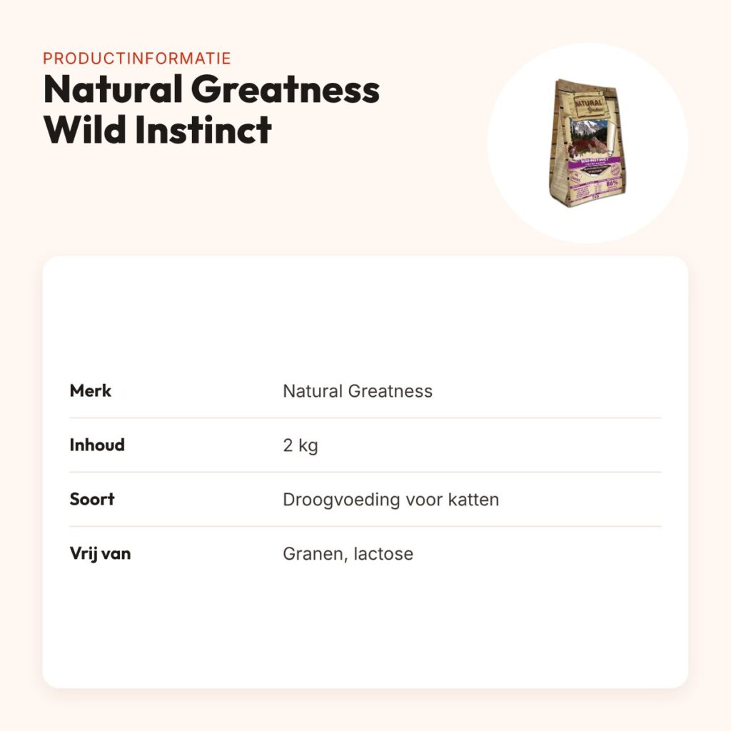 Natural Greatness kattenvoer Wild Instinct 2 kg – graanvrij, hypoallergeen – productinformatie