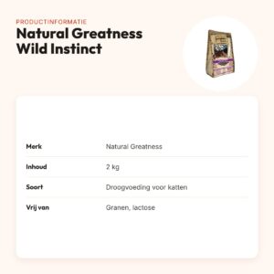 Natural Greatness kattenvoer Wild Instinct 2 kg – graanvrij, hypoallergeen – productinformatie