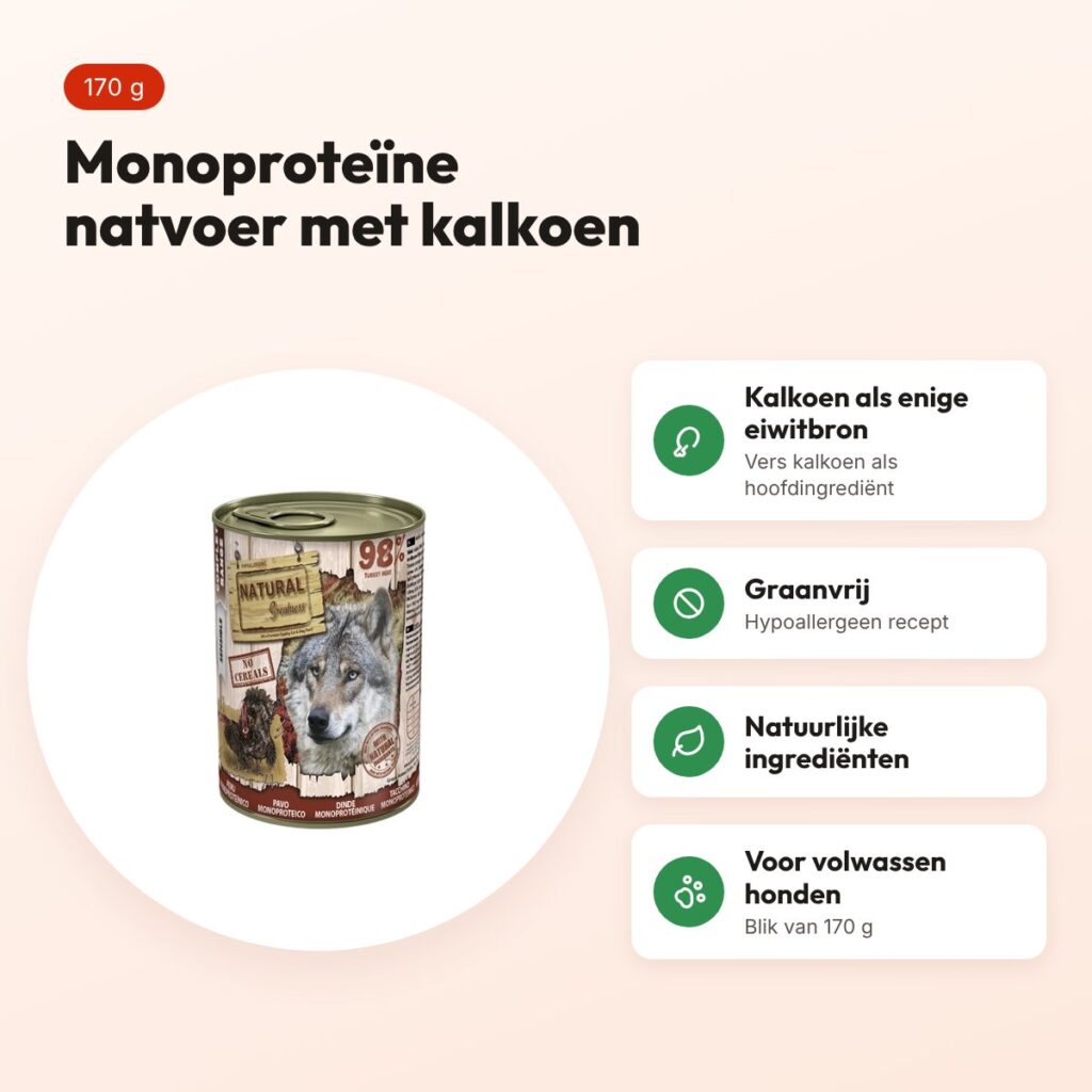 Natural Greatness Monoprotein hondenvoer kalkoen 170 g – graanvrij – voordelen