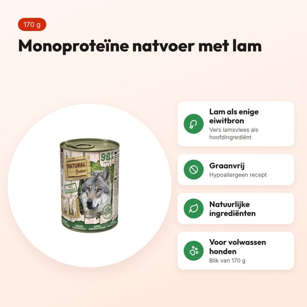 Natural Greatness Monoprotein hondenvoer lam 170 g – graanvrij – voordelen