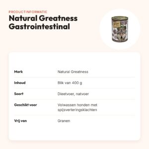 Natural Greatness Veterinary Diet hondenvoer Gastrointestinal Adult 400 g – productinformatie