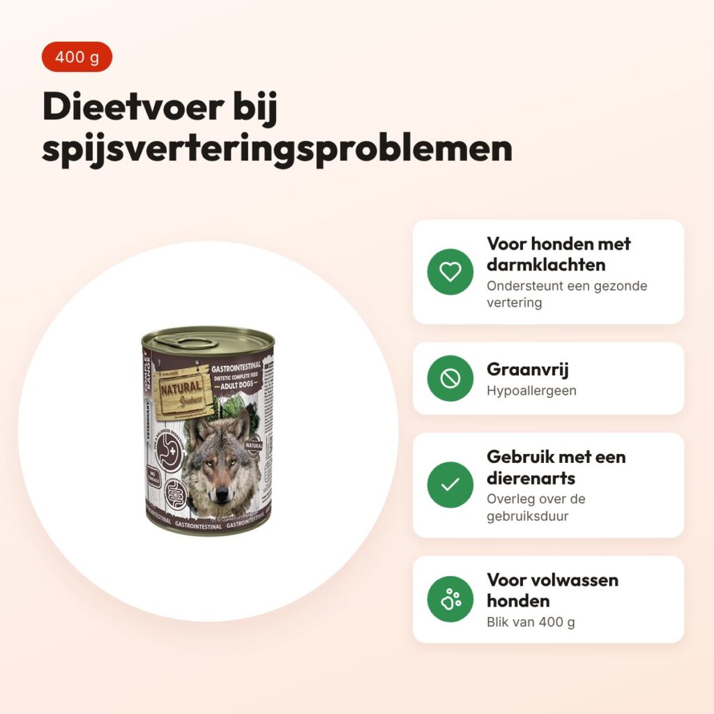 Natural Greatness Veterinary Diet hondenvoer Gastrointestinal Adult 400 g – voordelen
