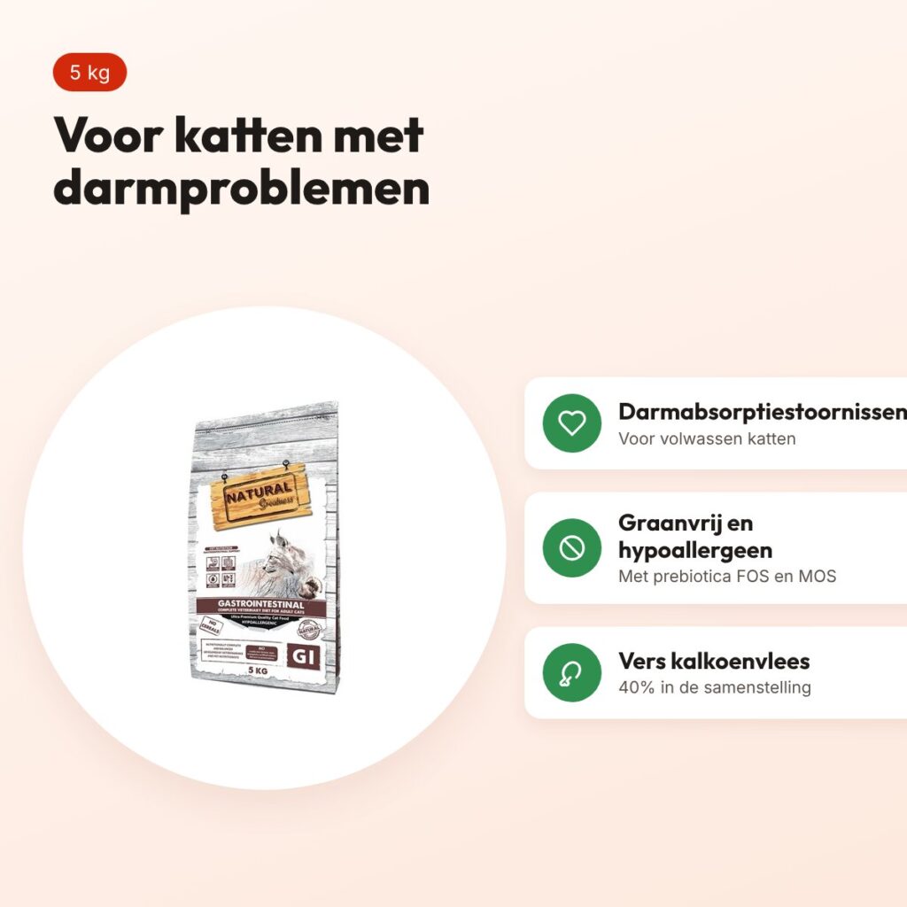Natural Greatness Veterinary Diet kattenvoer Gastrointestinal 5 kg – voordelen