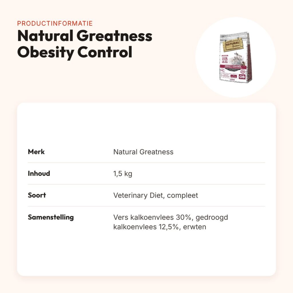 Natural Greatness Veterinary Diet kattenvoer Obesity Control 1,5 kg – productinformatie