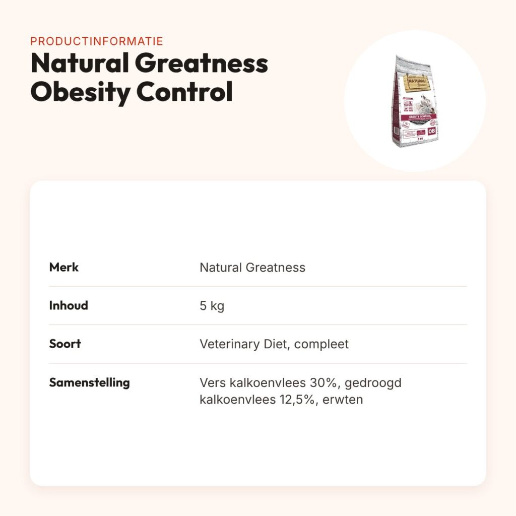 Natural Greatness Veterinary Diet kattenvoer Obesity Control 5 kg – productinformatie