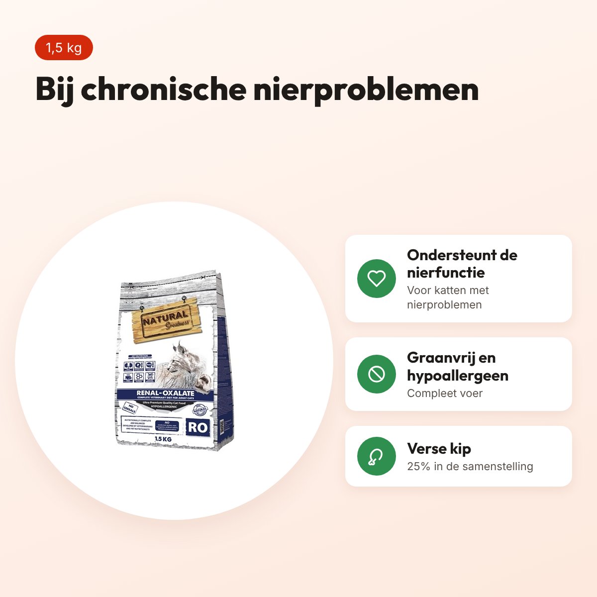 Natural Greatness Veterinary Diet kattenvoer Renal Oxalate 1,5 kg – voordelen