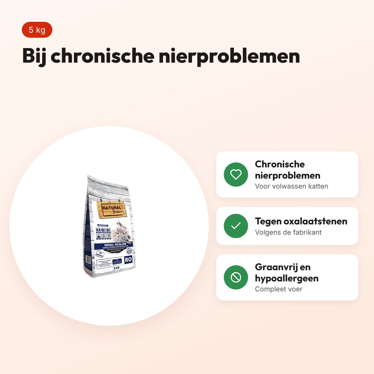 Natural Greatness Veterinary Diet kattenvoer Renal Oxalate 5 kg – voordelen