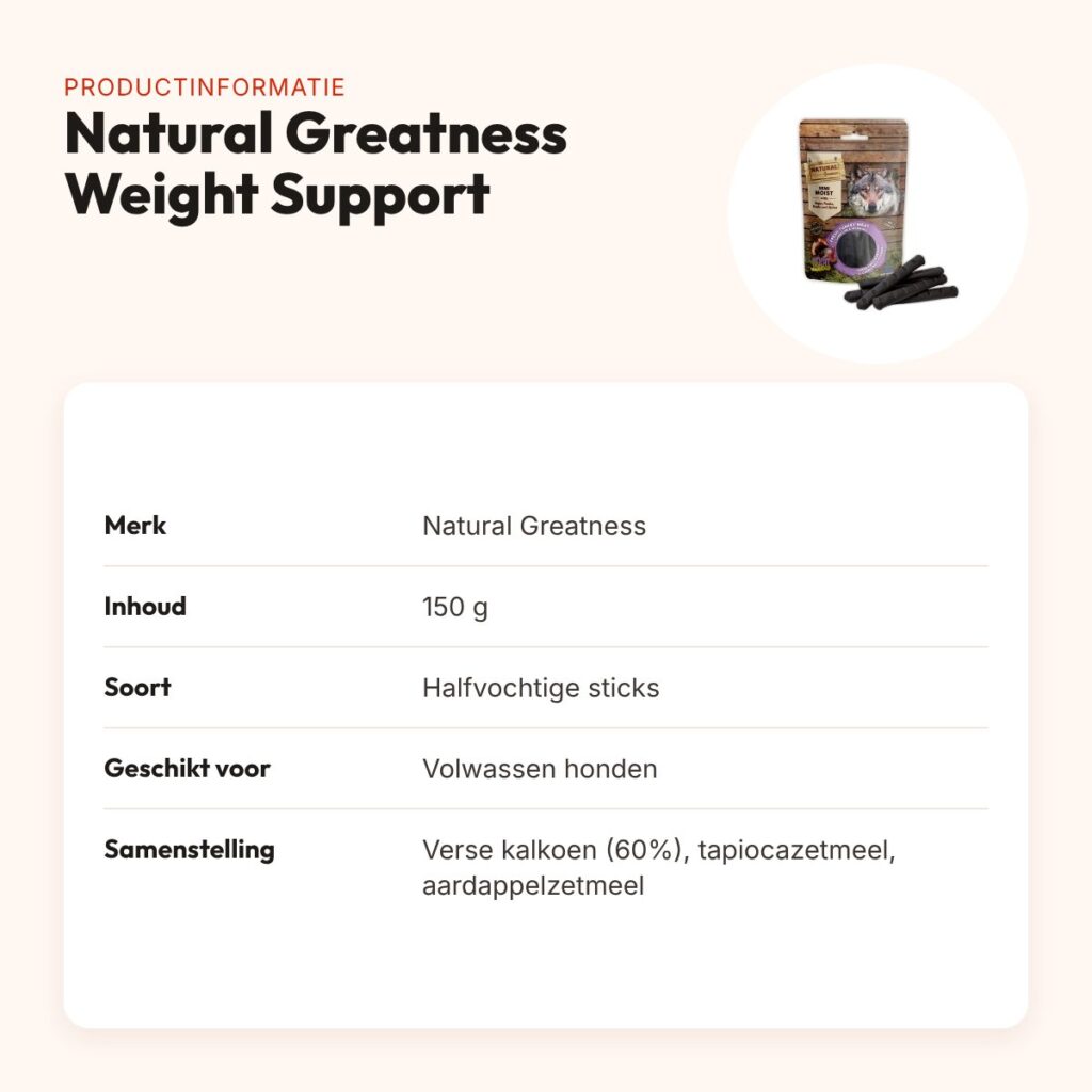 Natural Greatness Weight Support semi-moist sticks 150 g – productinformatie