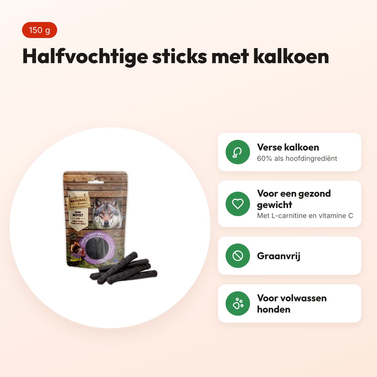 Natural Greatness Weight Support semi-moist sticks 150 g – voordelen