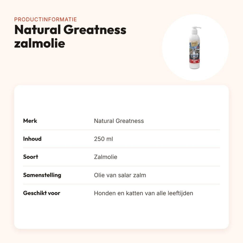 Natural Greatness zalmolie 250 ml – voor honden en katten – productinformatie