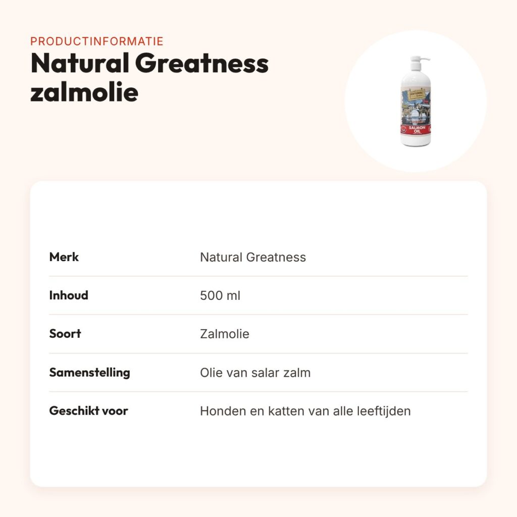 Natural Greatness zalmolie 500 ml – voor honden en katten – productinformatie