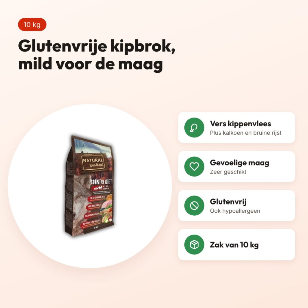 Natural Woodland hondenvoer Country Diet 10 kg – kip, glutenvrij – voordelen