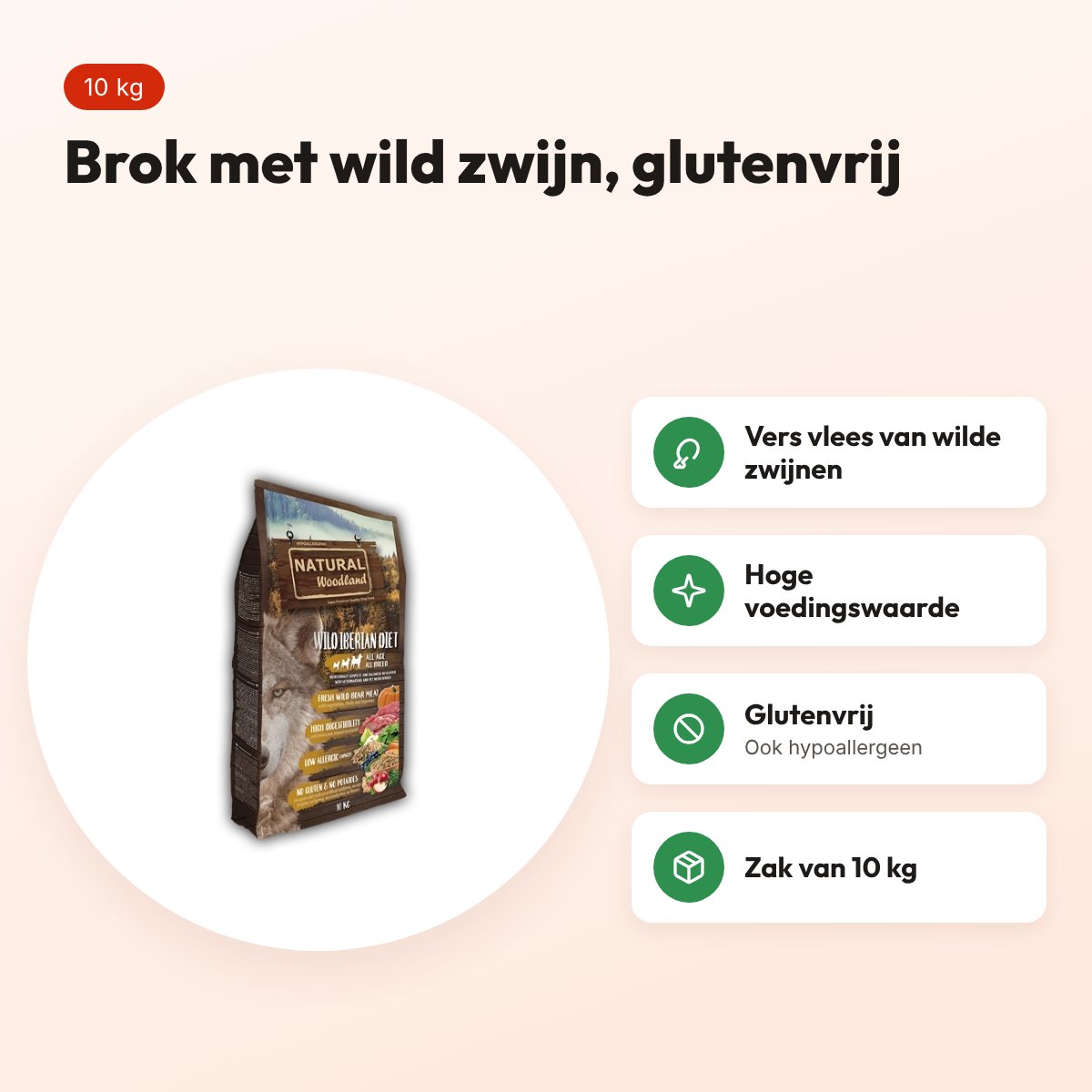Natural Woodland hondenvoer Wild Iberian Diet 10 kg – wild zwijn – voordelen