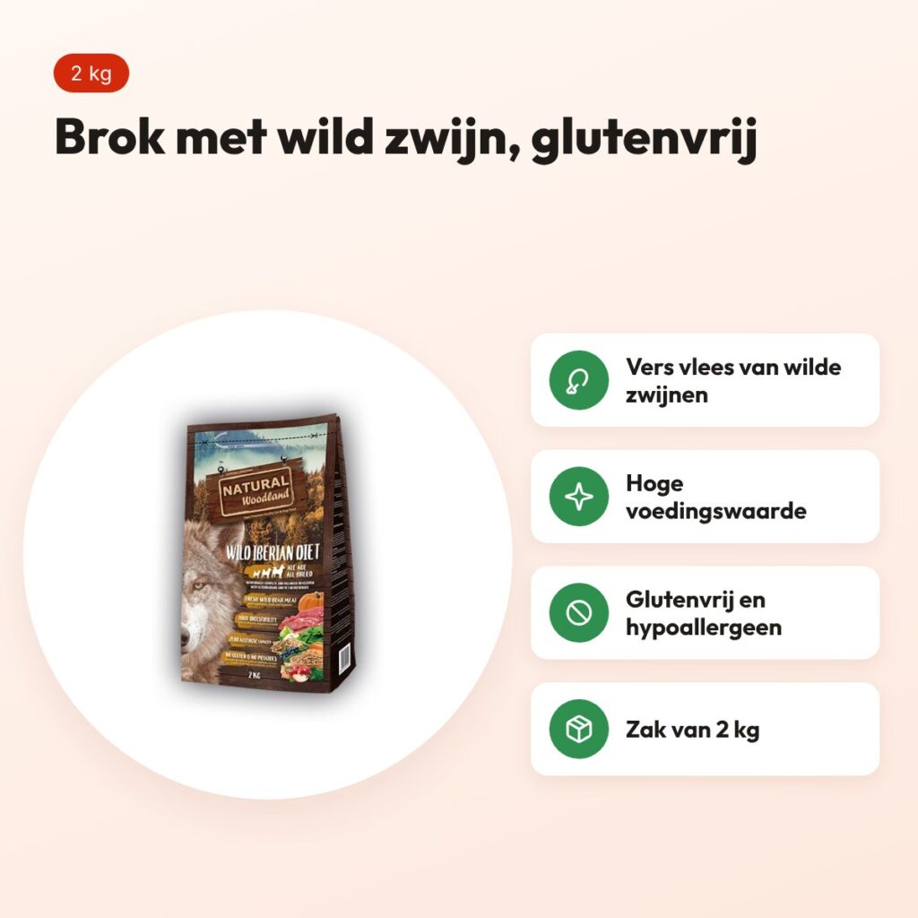 Natural Woodland hondenvoer Wild Iberian Diet wilde zwijn 2 kg – glutenvrij – voordelen