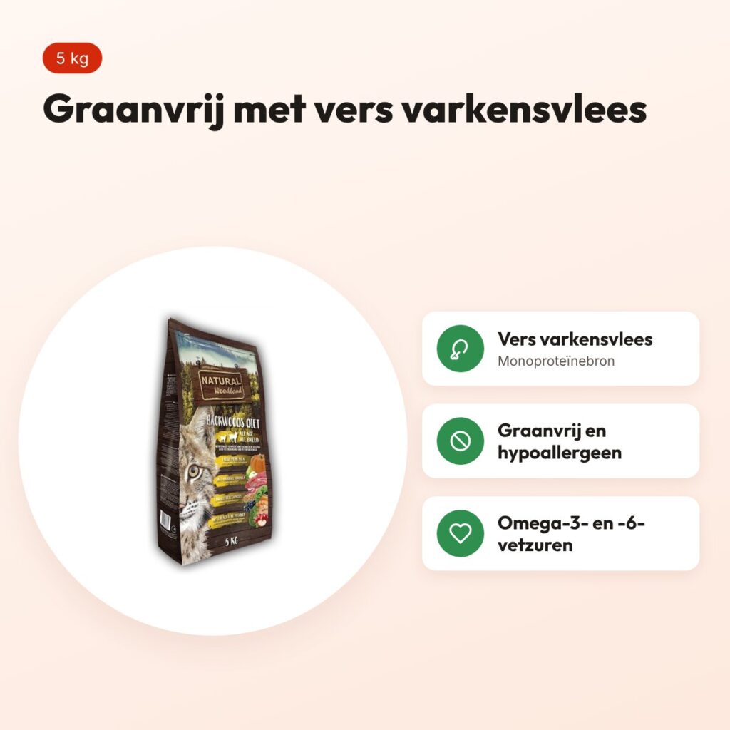Natural Woodland kattenvoer Cat/Kitten Backwoods Diet 5 kg – varken – voordelen