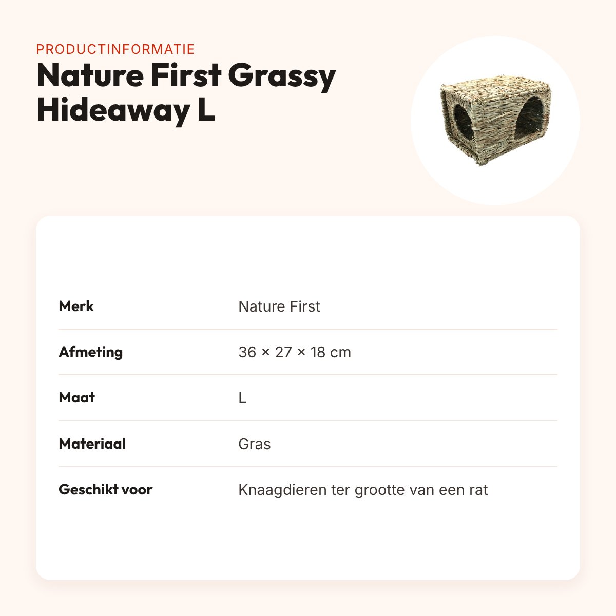 Nature First Grassy Hideaway Large 36 x 27 x 18 cm – grashuisje – productinformatie