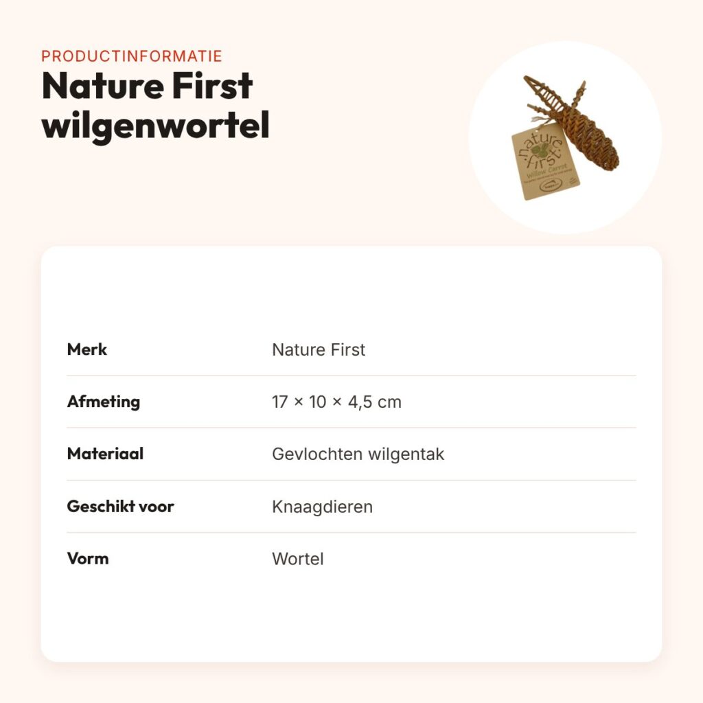 Nature First knaagspeelgoed wortel van wilg 17 x 10 x 4,5 cm – gevlochten – productinformatie