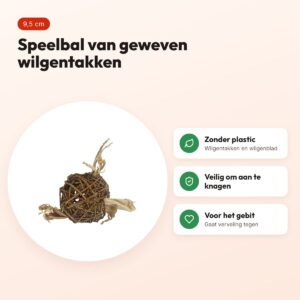 Nature First speelbal wilg 9,5 cm – geweven wilgentakken – voordelen
