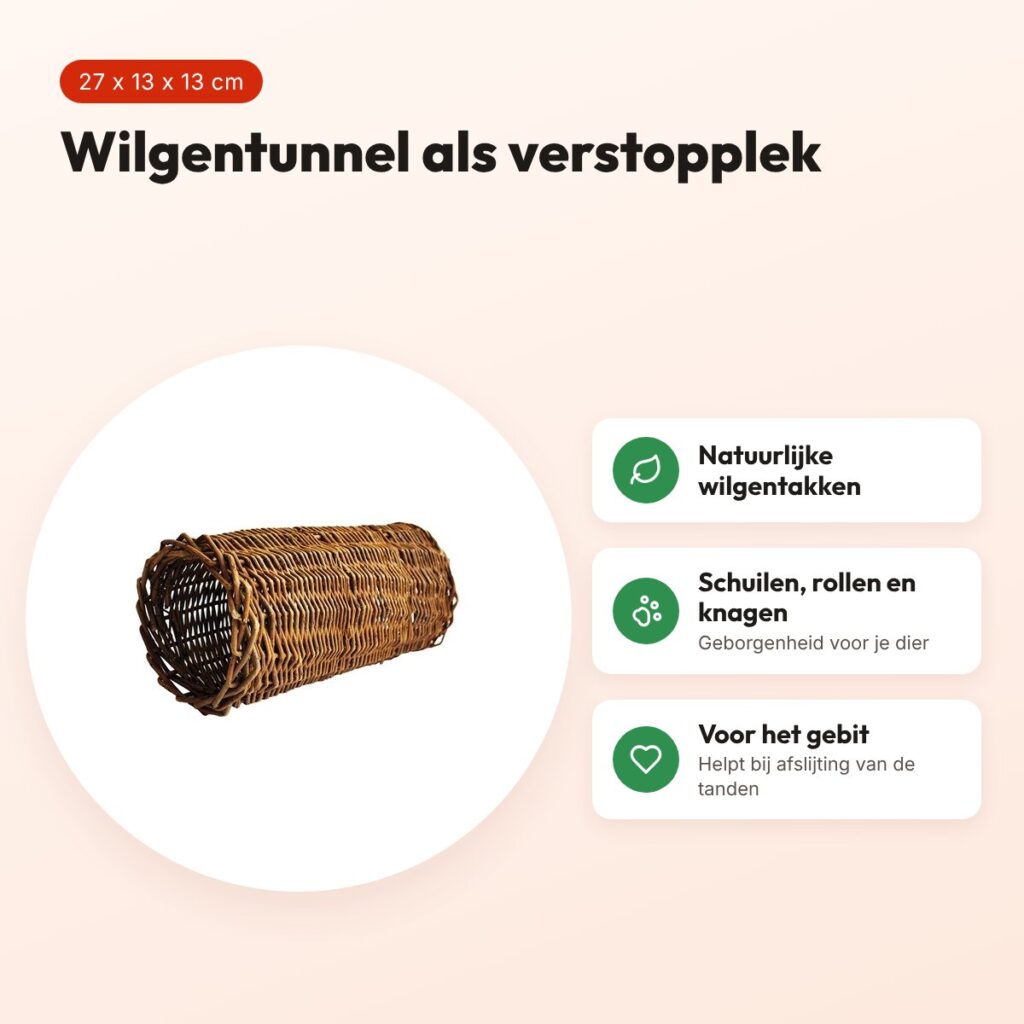 Nature First wilgentunnel S 27 x 13 x 13 cm – verstopplek voor konijnen – voordelen
