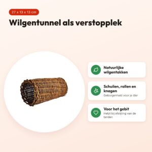 Nature First wilgentunnel S 27 x 13 x 13 cm – verstopplek voor konijnen – voordelen