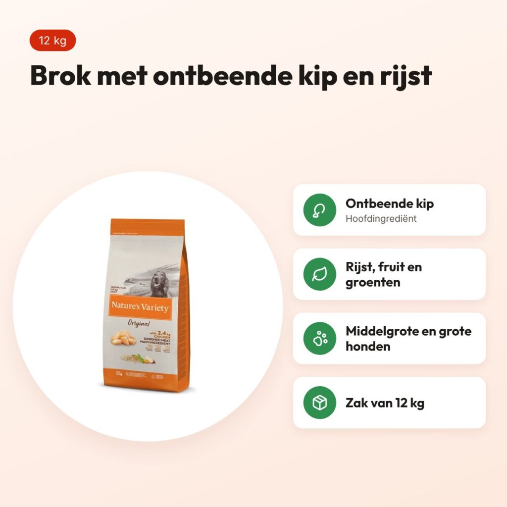 Nature's Variety hondenvoer Original Adult Medium/Maxi kip 12 kg – voordelen