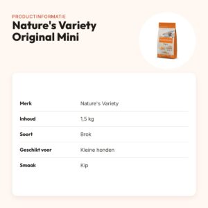 Nature's Variety hondenvoer Original Adult Mini kip 1,5 kg – productinformatie