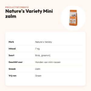 Nature's Variety hondenvoer Original Adult Mini zalm 7 kg – graanvrij – productinformatie