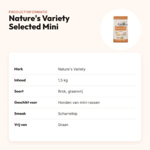Nature's Variety hondenvoer Selected Adult Mini scharrelkip 1,5 kg – productinformatie