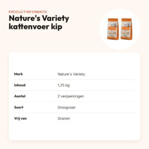 Nature's Variety kattenvoer kip 1,25 kg – zonder granen – multipack 2 stuks – productinformatie