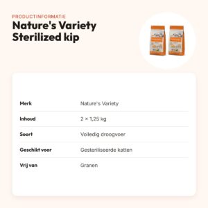 Nature's Variety kattenvoer Sterilized kip 1,25 kg – multipack 2 stuks – productinformatie
