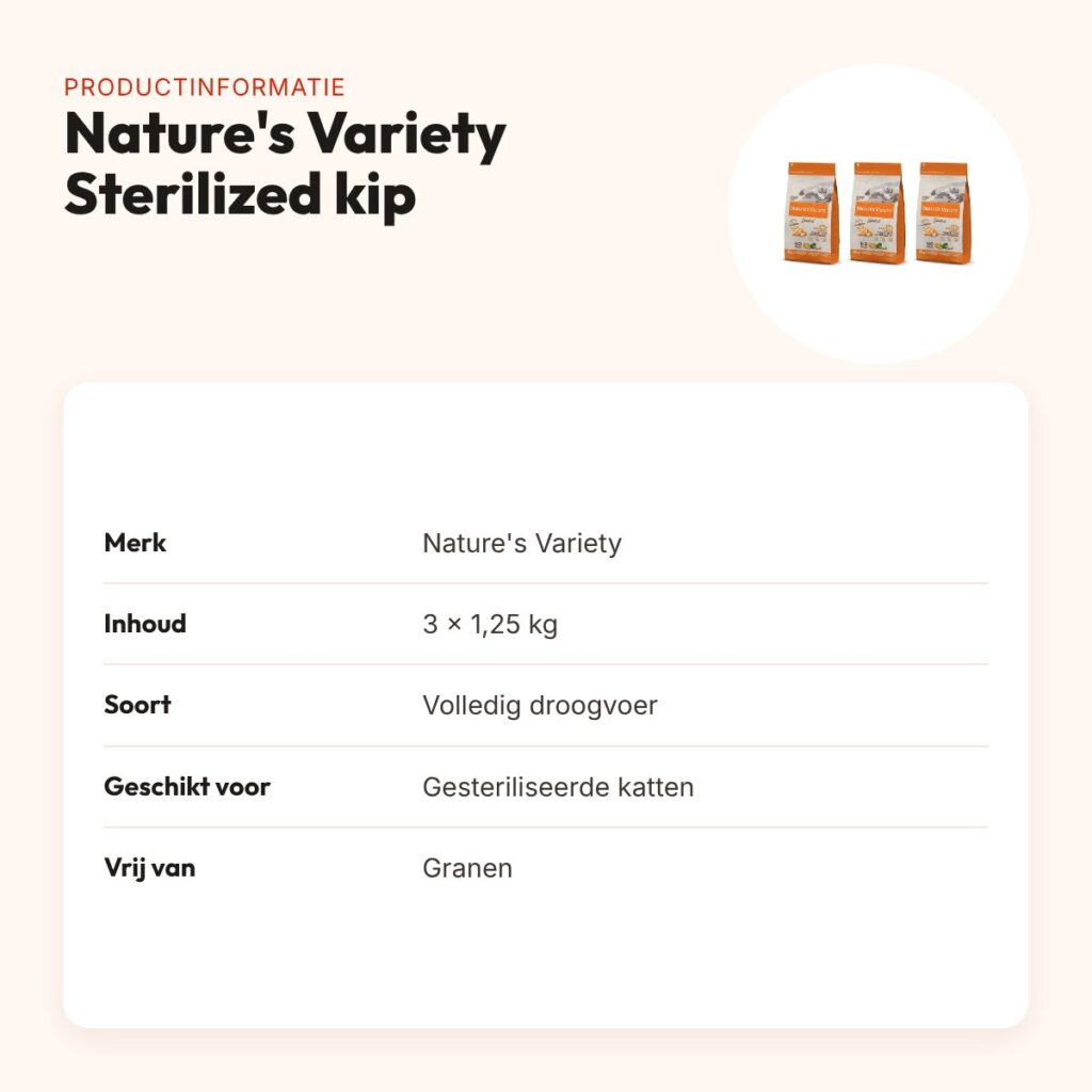 Nature's Variety kattenvoer Sterilized kip 1,25 kg – multipack 3 stuks – productinformatie
