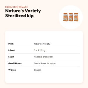 Nature's Variety kattenvoer Sterilized kip 1,25 kg – multipack 3 stuks – productinformatie