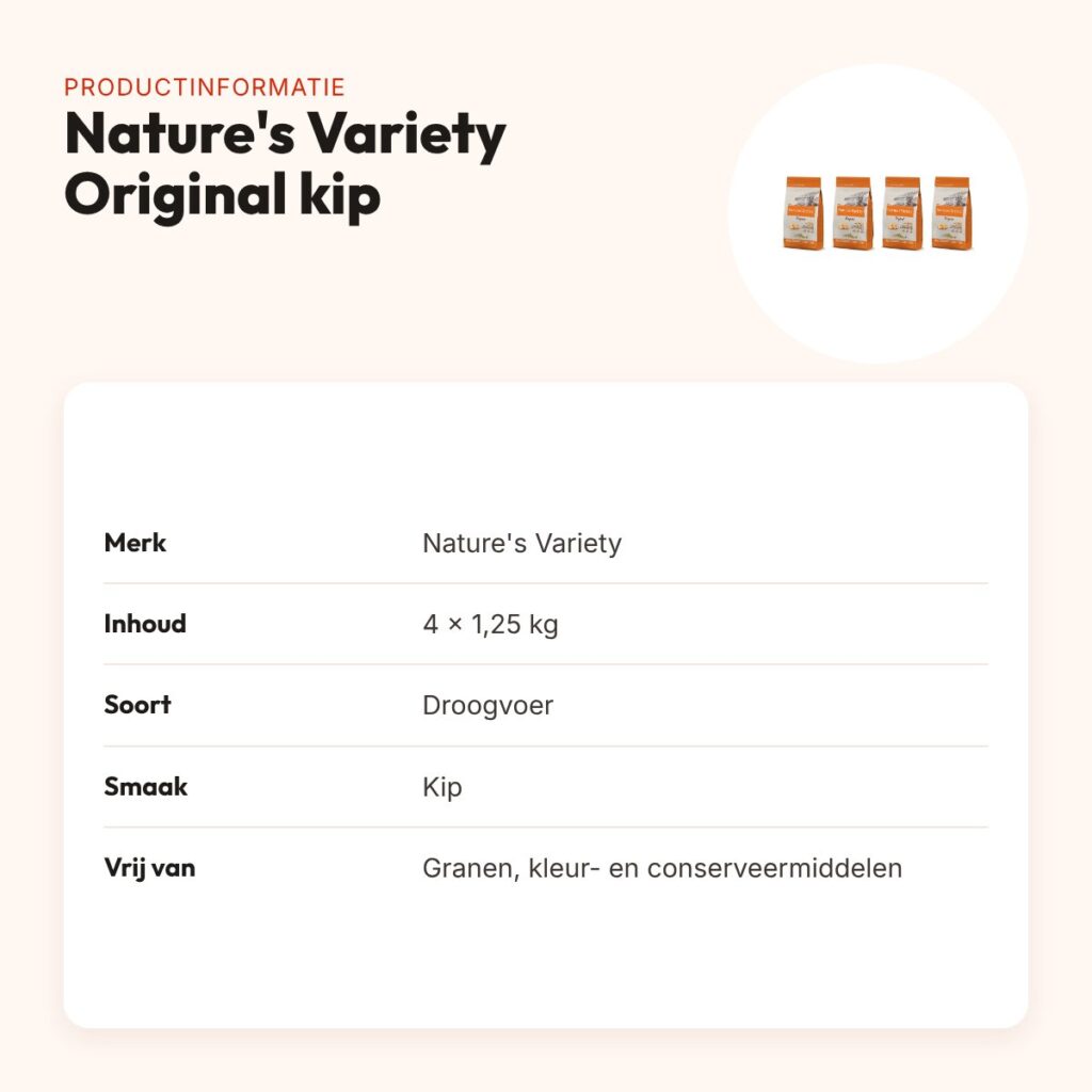Nature's Variety Original kattenvoer kip 1,25 kg – multipack 4 stuks – productinformatie