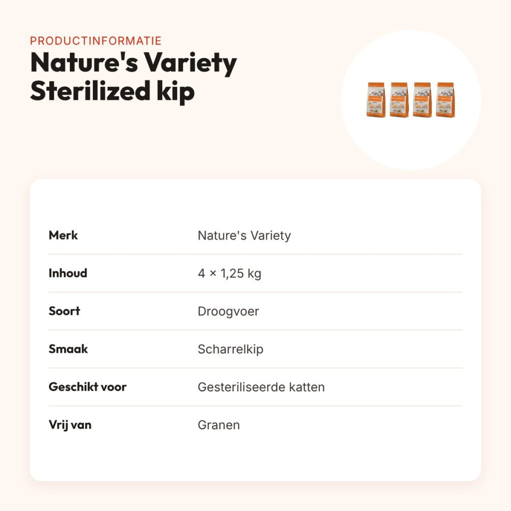 Nature's Variety Sterilized kat scharrelkip 1,25 kg – multipack 4 stuks – productinformatie