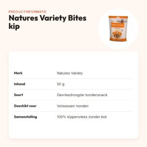Natures Variety Freeze Dried Bites kip 50 g – gevriesdroogd – productinformatie