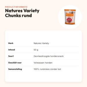 Natures Variety Freeze Dried Chunks rund 50 g – gevriesdroogd – productinformatie