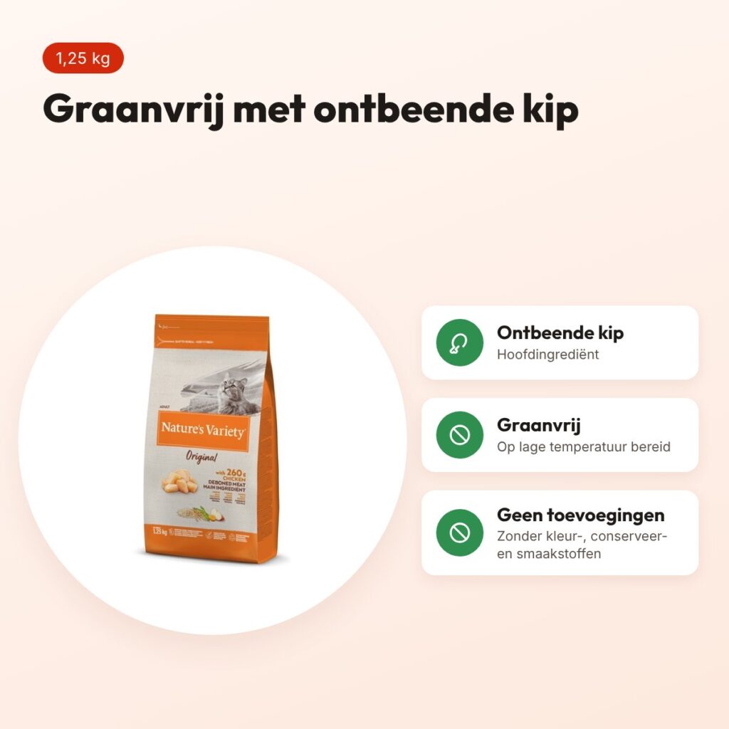Natures Variety kattenvoer Original Kip 1,25 kg – graanvrij – voordelen