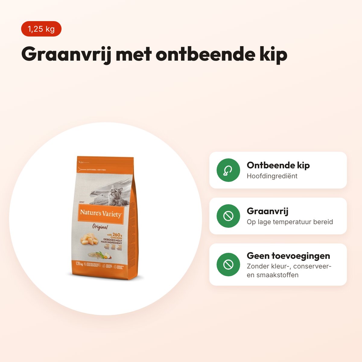 Natures Variety kattenvoer Original Kip 1,25 kg – graanvrij – voordelen