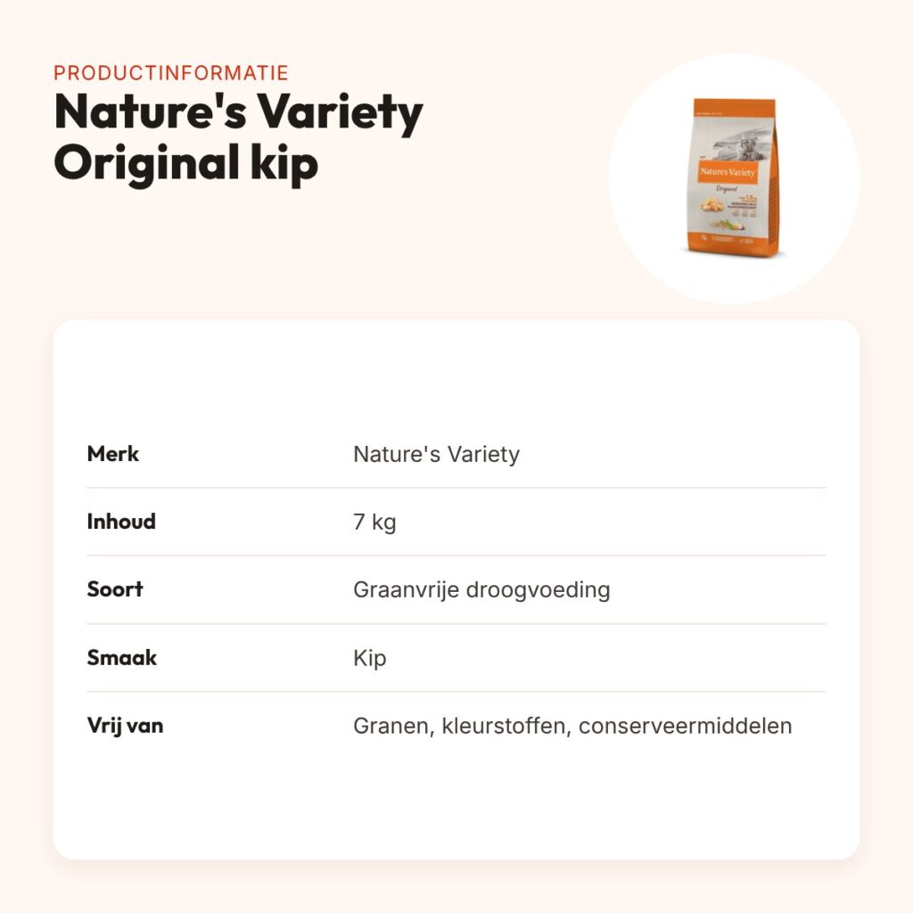 Natures Variety kattenvoer Original Kip 7 kg – graanvrij – productinformatie