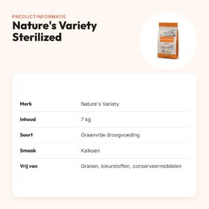 Natures Variety kattenvoer Original Sterilized Kalkoen 7 kg – graanvrij – productinformatie