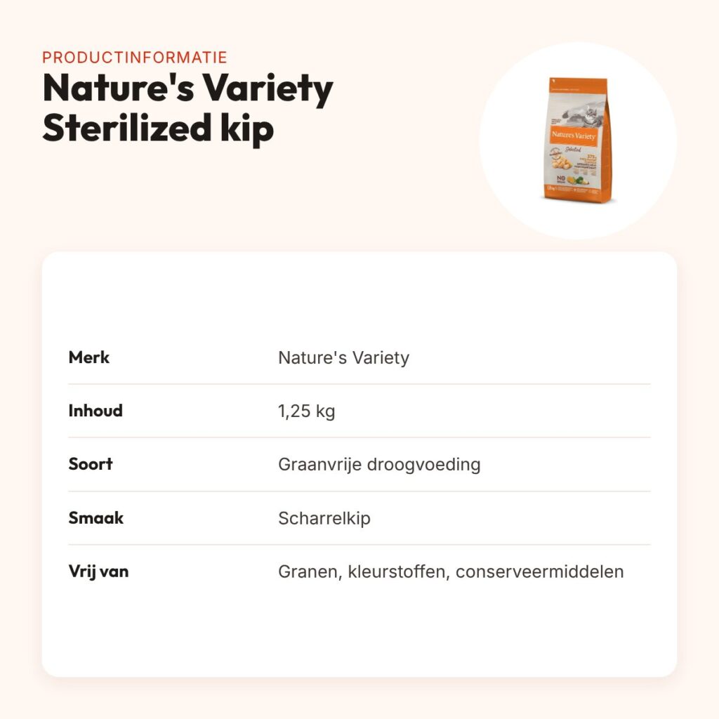Natures Variety kattenvoer Sterilized Scharrelkip 1,25 kg – productinformatie
