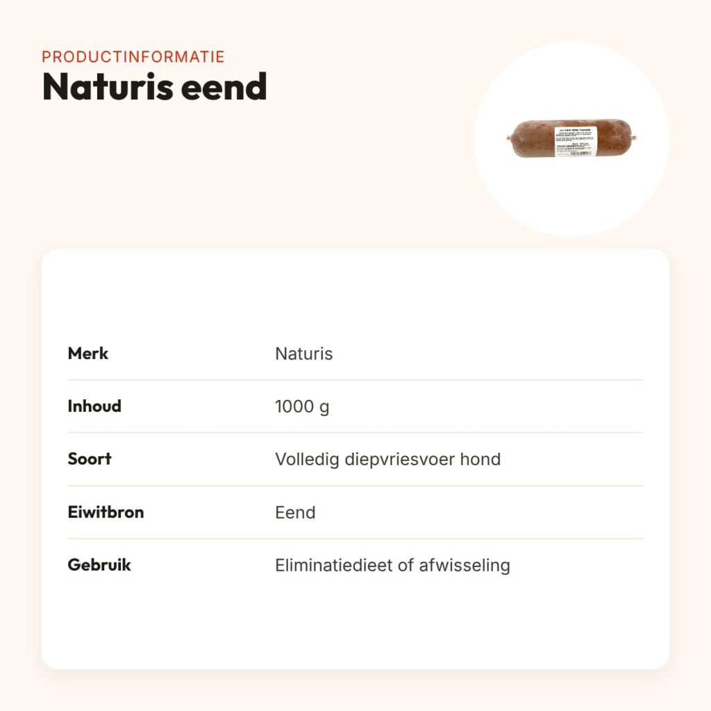 Naturis eend hondenvoer 1000 g – diepgevroren, één eiwitbron – productinformatie