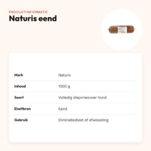 Naturis eend hondenvoer 1000 g – diepgevroren, één eiwitbron – productinformatie
